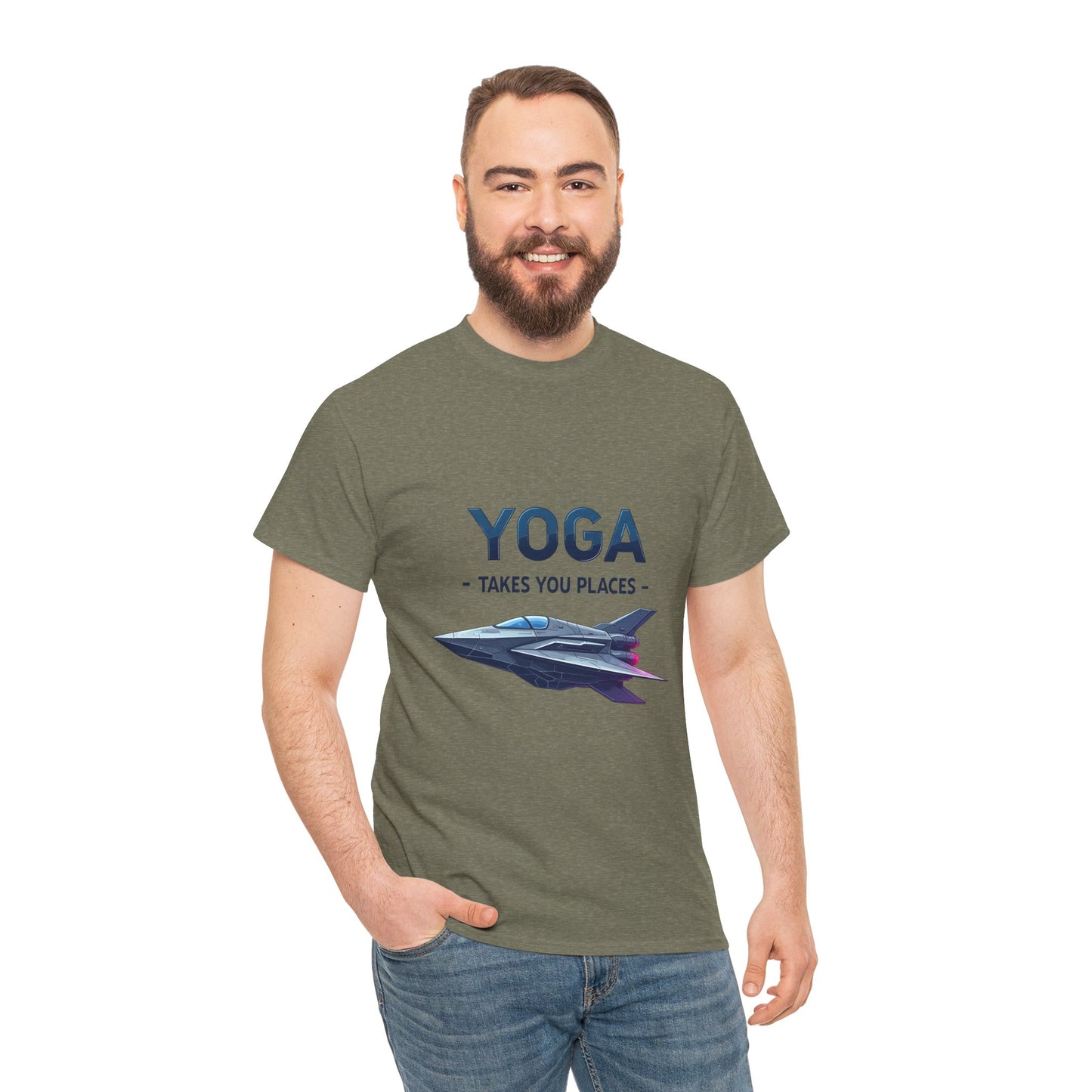 Yoga Takes You Places Unisex Heavy Cotton Tee, Comfortable Graphic T-Shirt, Yoga Lover Gift, Casual Wear, Birthday Present, Fitness Apparel