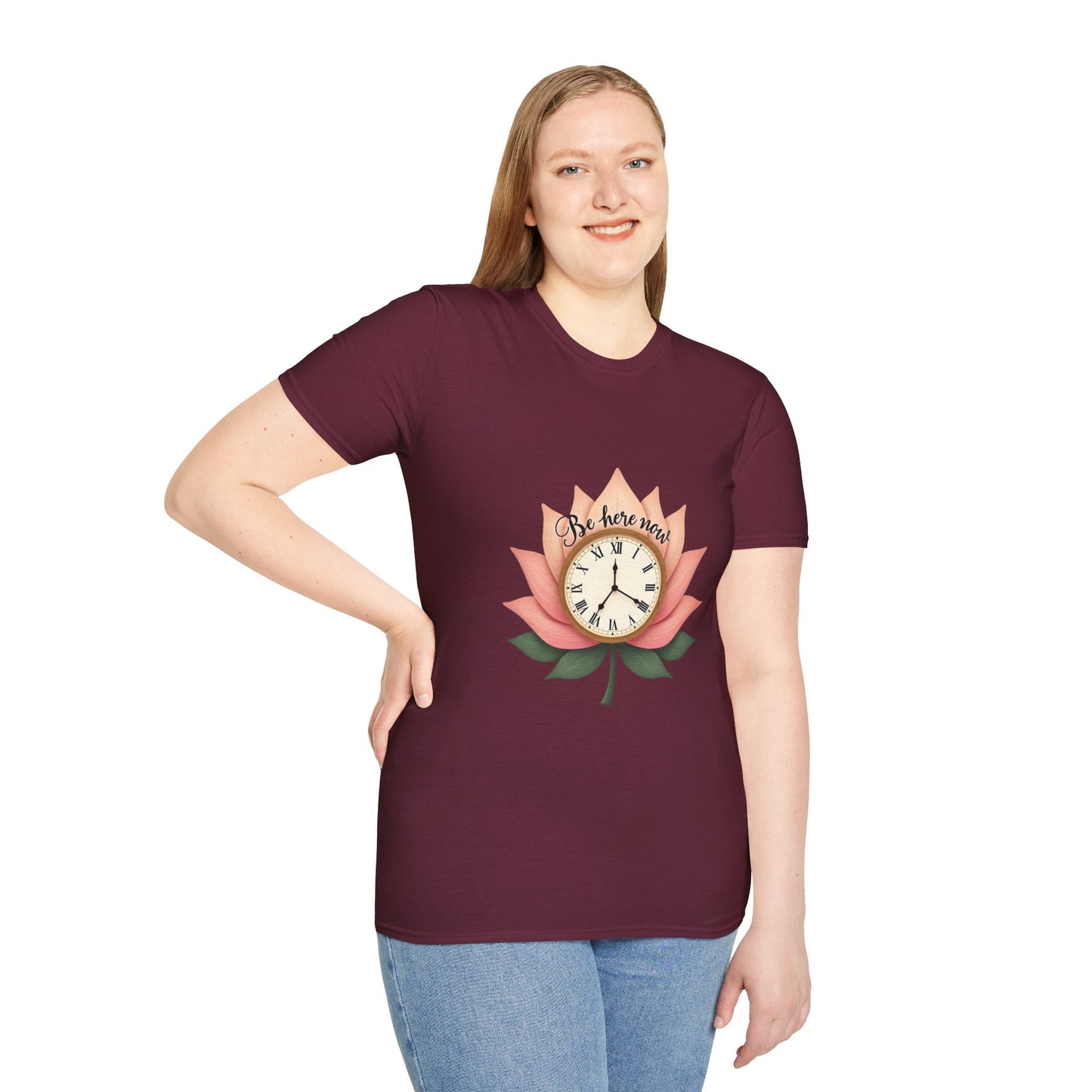 Lotus Flower Inspirational T-Shirt | Mindfulness Tee, Gift for Yoga Lovers, Zen Decor, Self-Care Shirt, Be Here Now Quote
