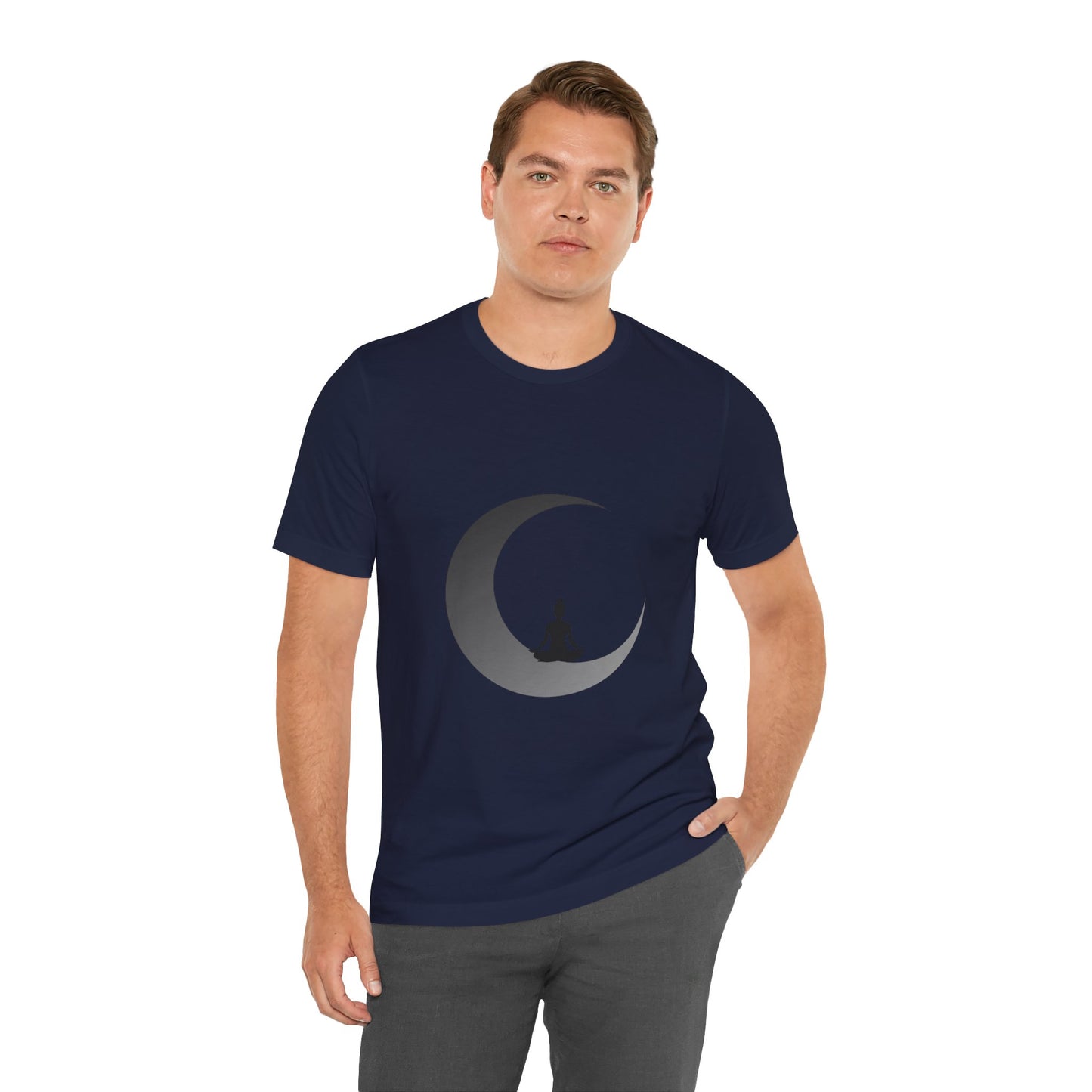 Meditation Moon Unisex Tee, Relaxation Shirt, Yoga Top, Mindfulness Wear, Spiritual Apparel, Gift for Meditation Lovers