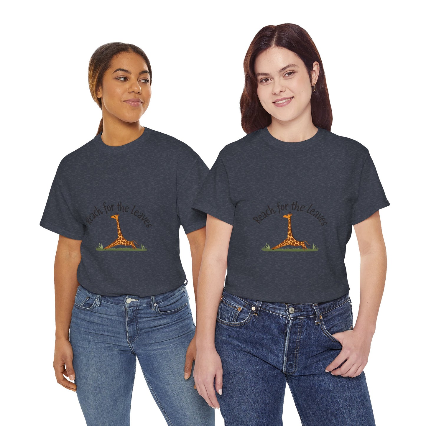 Adorable Giraffe Graphics Tee - Reach for the Leaves, Gift for Animal Lovers, Eco-Friendly Fashion, Kids & Adults, Casual Wear