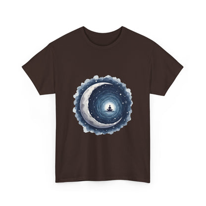 Celestial Moon Unisex Heavy Cotton Tee - Cosmic Graphic Shirt, Casualwear, Gift for Stargazers, Astronomy Enthusiasts, Unique Tee