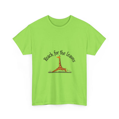 Adorable Giraffe Graphics Tee - Reach for the Leaves, Gift for Animal Lovers, Eco-Friendly Fashion, Kids & Adults, Casual Wear