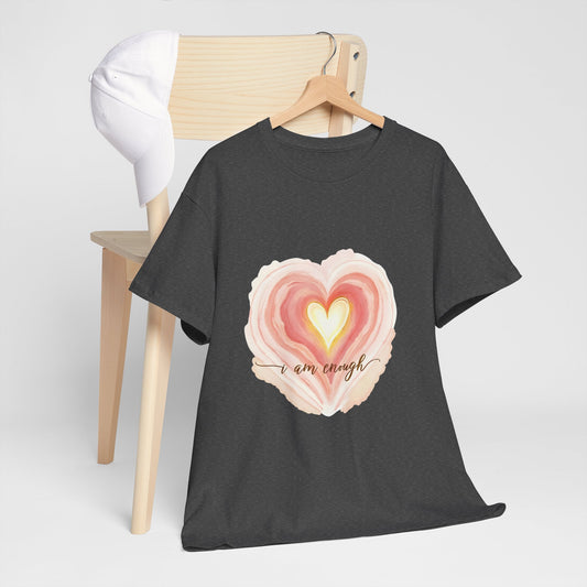 Inspirational Heart Tee - "I Am Enough" Unisex Heavy Cotton T-Shirt