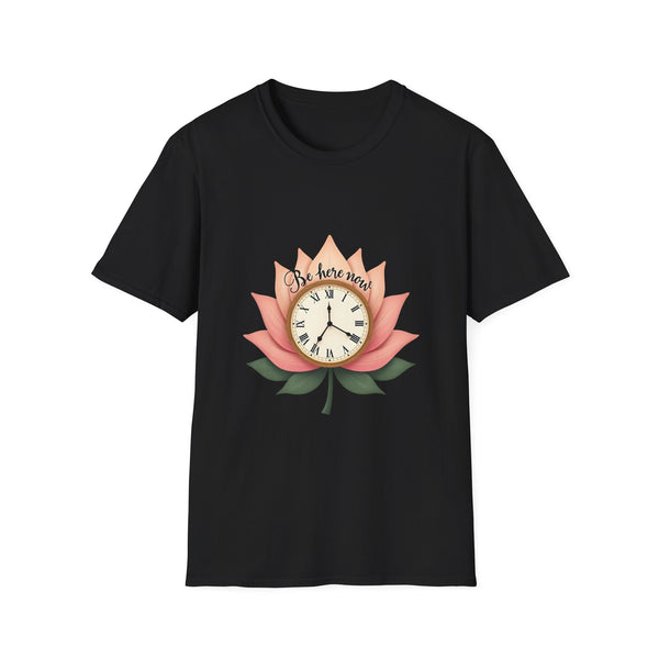 Lotus Flower Inspirational T-Shirt | Mindfulness Tee, Gift for Yoga Lovers, Zen Decor, Self-Care Shirt, Be Here Now Quote