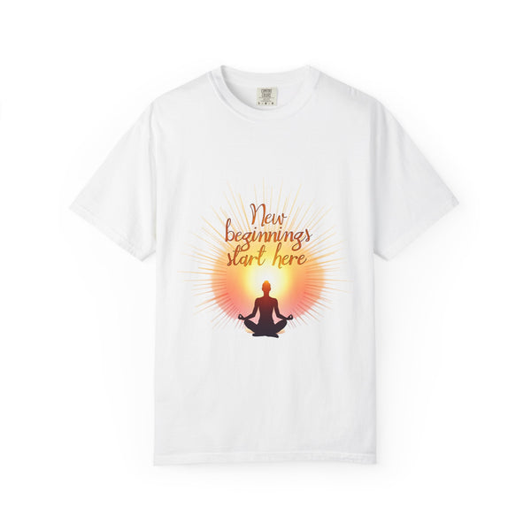 New Beginnings Unisex T-Shirt, Inspirational Tee, Motivation Shirt, Mindfulness Apparel, Gift for Yoga Lovers, Self-Care Clothing