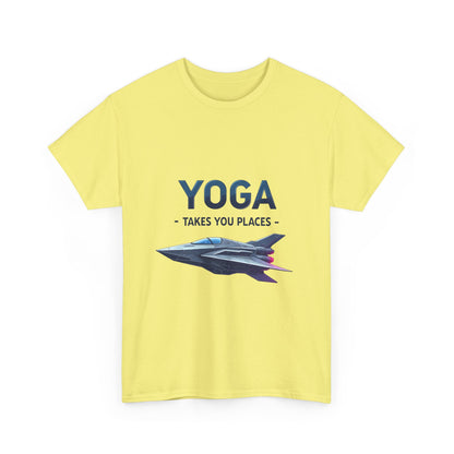 Yoga Takes You Places Unisex Heavy Cotton Tee, Comfortable Graphic T-Shirt, Yoga Lover Gift, Casual Wear, Birthday Present, Fitness Apparel