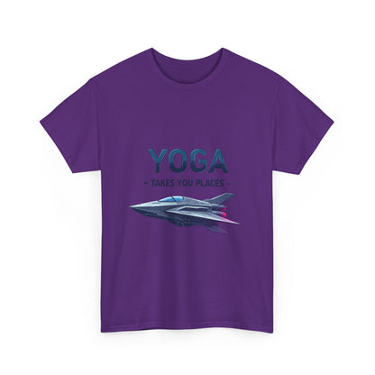 Yoga Takes You Places Unisex Heavy Cotton Tee, Comfortable Graphic T-Shirt, Yoga Lover Gift, Casual Wear, Birthday Present, Fitness Apparel