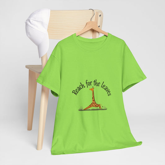 Adorable Giraffe Graphics Tee - Reach for the Leaves, Gift for Animal Lovers, Eco-Friendly Fashion, Kids & Adults, Casual Wear