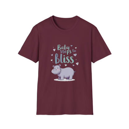 Baby Steps to Bliss Hippo T-Shirt, Cute Animal Tee, Gift for Kids, Fun Family Outing Shirt, Casual Everyday Wear