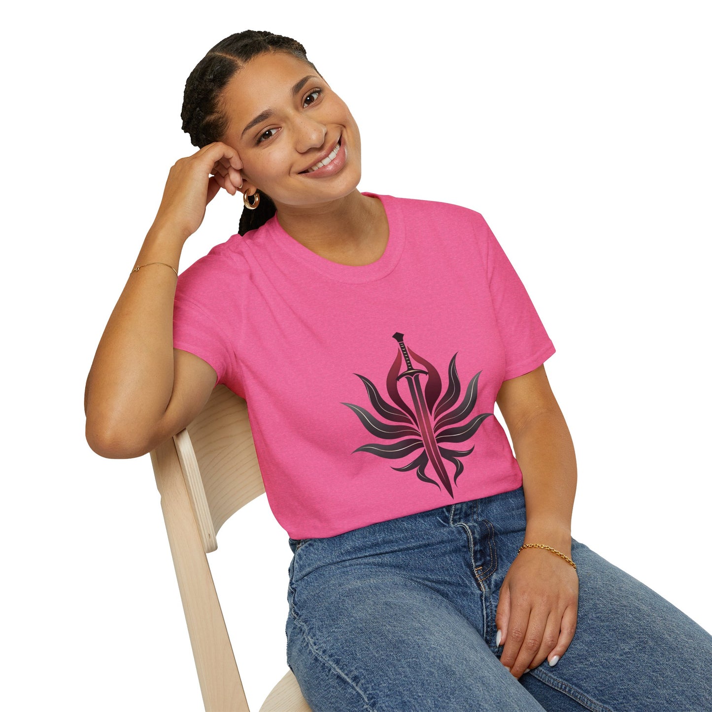 Stylish Unisex Graphic Tee with Sword Design, Casual Wear, Perfect for Gamers, Unique Gift for Birthdays, Summer Festivals