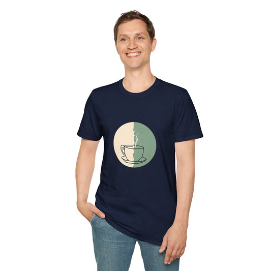 Cozy Coffee Lover T-Shirt, Unisex Tee, Softstyle Graphic Shirt, Gift for Coffee Enthusiasts, Casual Wear, Homebrew Apparel