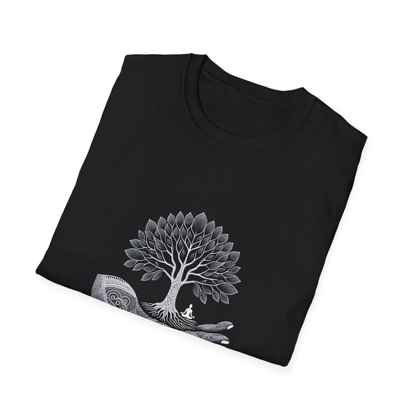 Nature's Embrace Unisex Softstyle T-Shirt - Tree and Hand Design