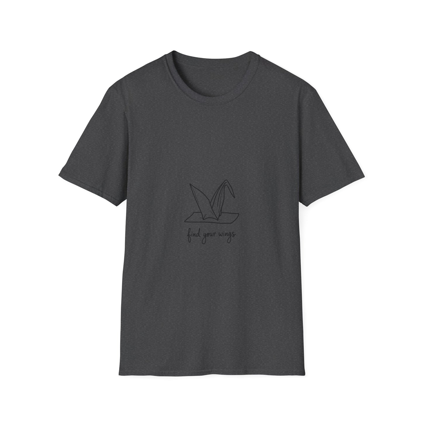Inspirational Origami Crane T-Shirt, Find Your Wings Quote Tee, Unisex Softstyle Shirt, Gift for Her, Motivation Apparel, Casual Wear