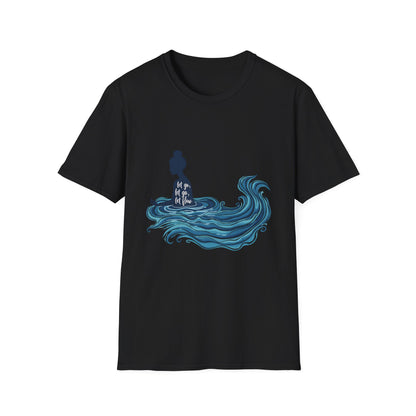 Buddha Wave Graphic T-Shirt | Unisex Softstyle Tee, Spiritual Gift, Meditation Shirt, Ocean Lover Apparel, Zen Clothing