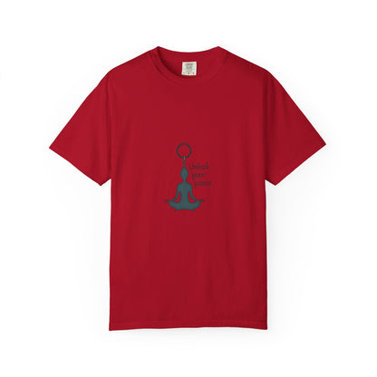 Unisex Garment-Dyed T-shirt: Unlock Your Peace, Mindfulness Tee, Yoga Shirt, Casual Wear, Gift for Yogis, Meditation Top