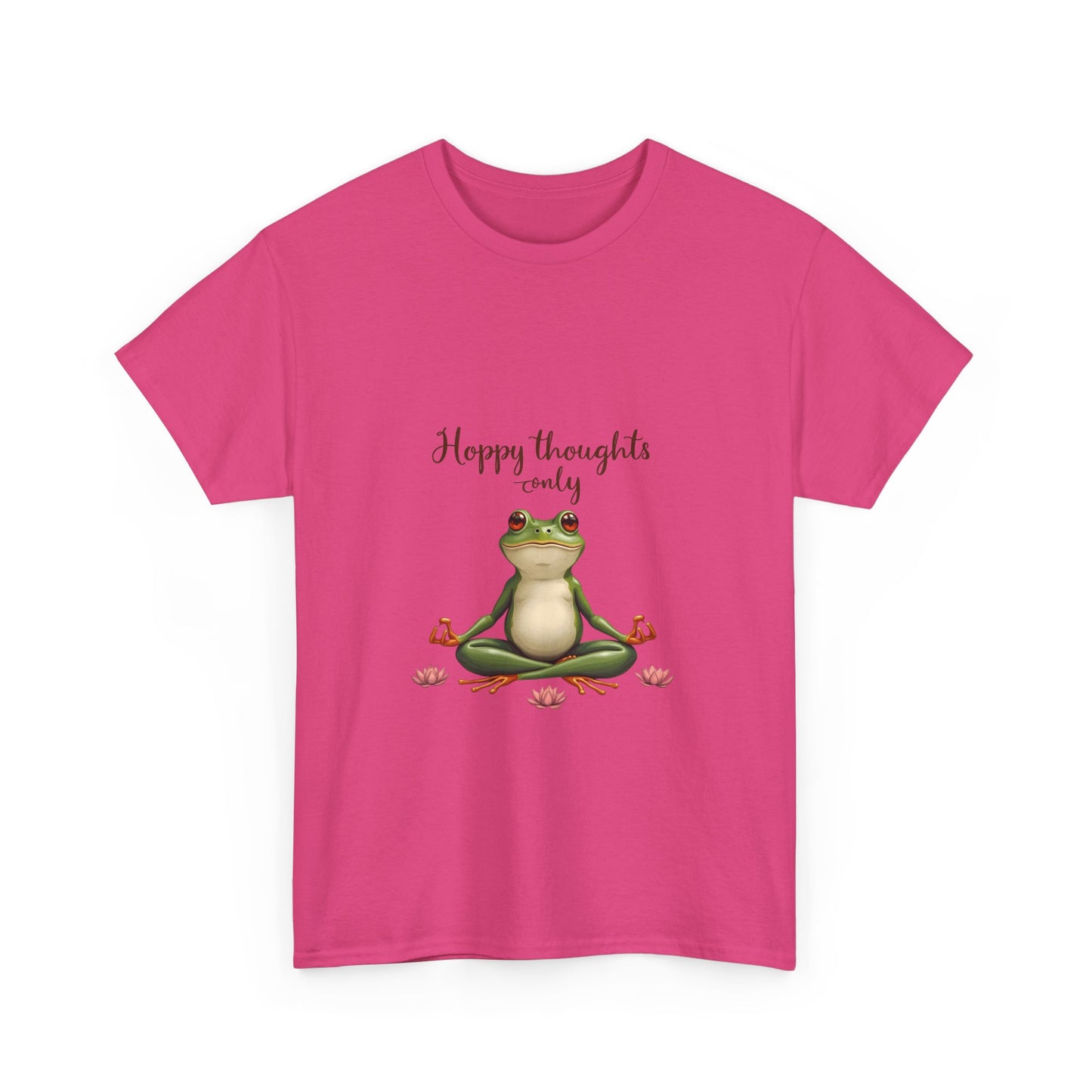 Happy Thoughts Frog Unisex Heavy Cotton Tee, Cute Animal Shirt, Meditation Apparel, Positive Vibes Tee, Gift for Yogis, Relaxed Style Tee