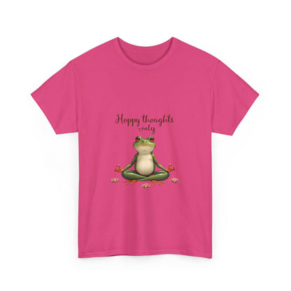 Happy Thoughts Frog Unisex Heavy Cotton Tee, Cute Animal Shirt, Meditation Apparel, Positive Vibes Tee, Gift for Yogis, Relaxed Style Tee