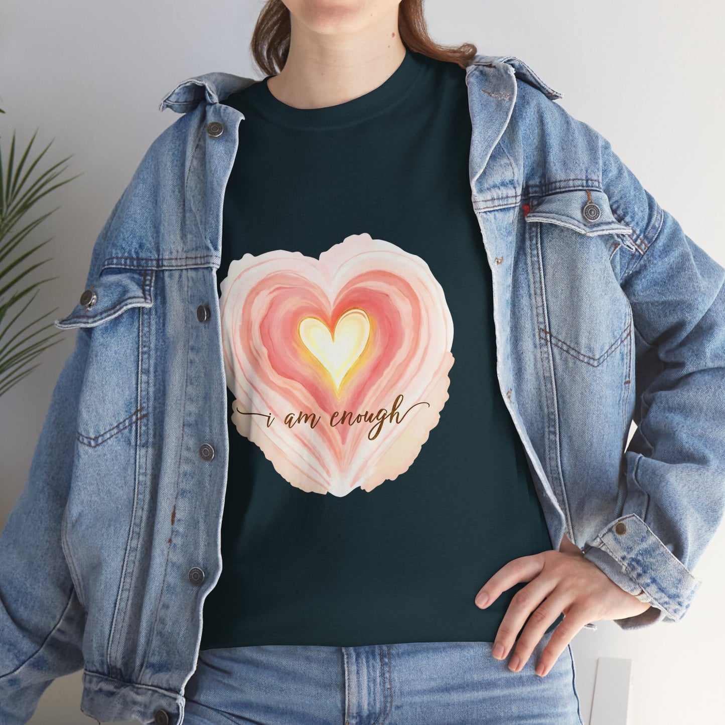 Inspirational Heart Tee - "I Am Enough" Unisex Heavy Cotton T-Shirt