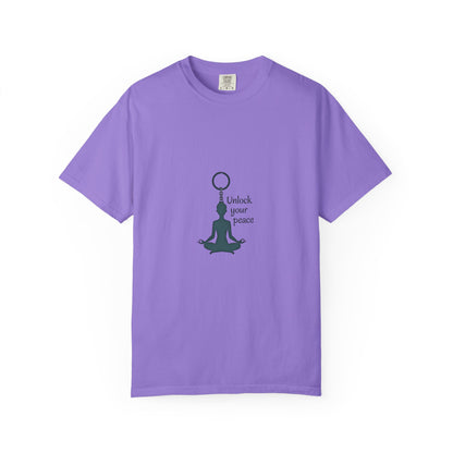 Unisex Garment-Dyed T-shirt: Unlock Your Peace, Mindfulness Tee, Yoga Shirt, Casual Wear, Gift for Yogis, Meditation Top