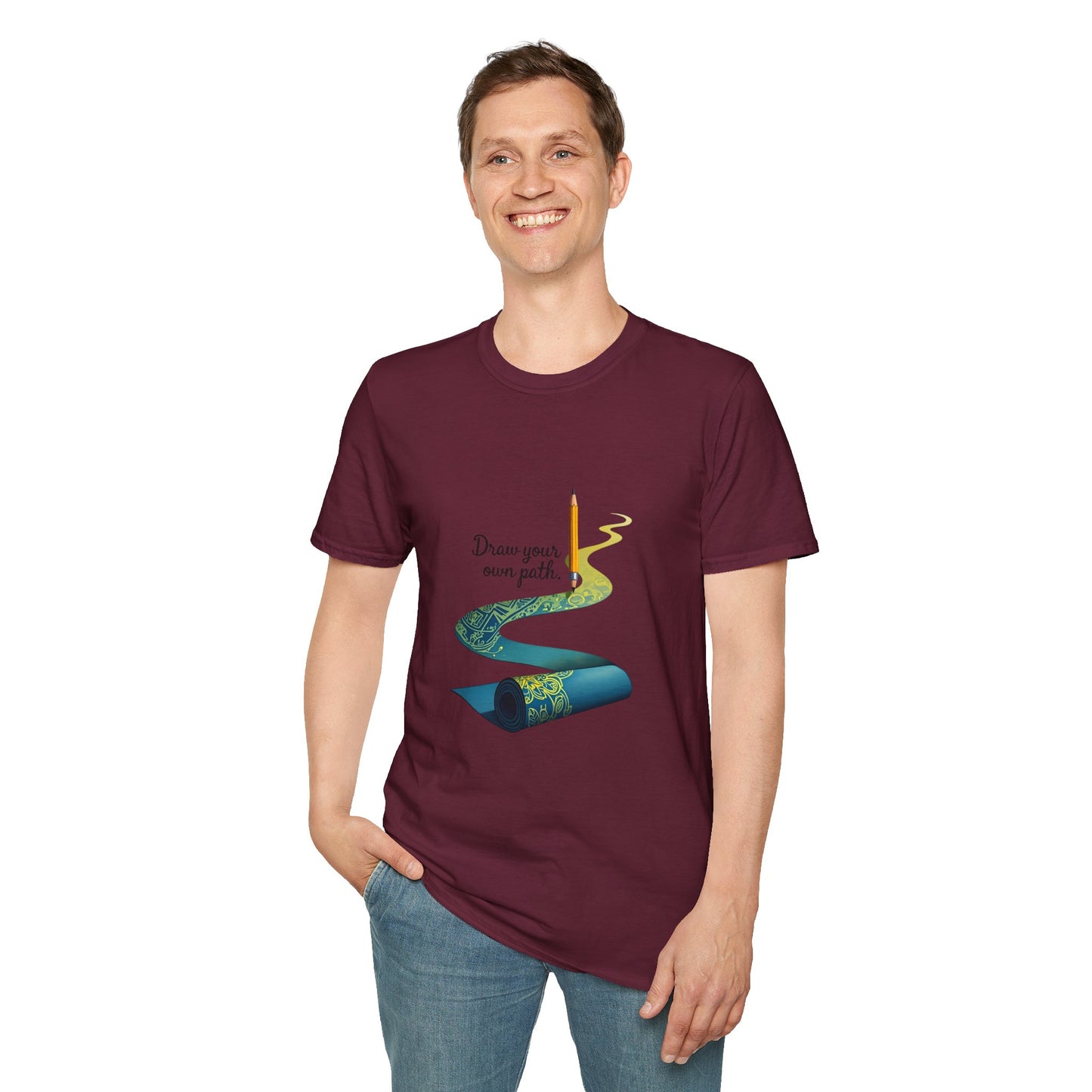 Inspirational T-Shirt, Draw Your Own Path Apparel, Softstyle Tee for Creatives, Motivational Gift, Unisex Fashion