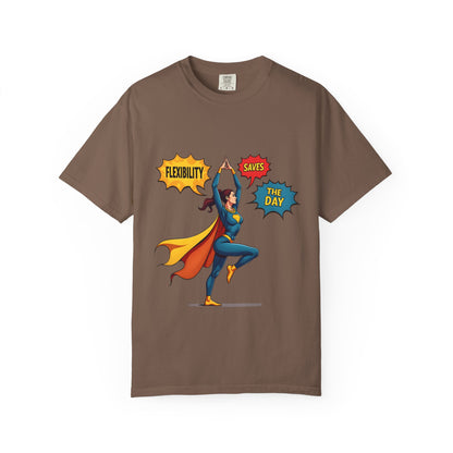 Flexibility Superhero T-Shirt | Unisex Garment-Dyed Tee for Fitness Lovers, Motivational Apparel, Gift for Athletes, Casual Wear, Gym Shirt