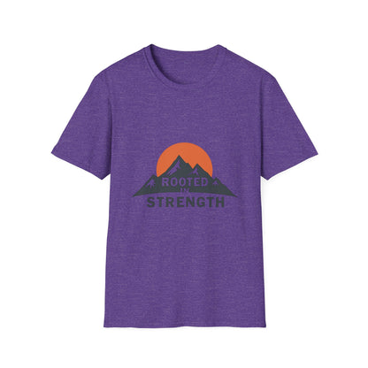 Mountain-Themed Unisex T-Shirt - Rooted in Strength, Inspirational Tee, Outdoor Adventure Shirt, Gift for Nature Lovers, Casual Wear