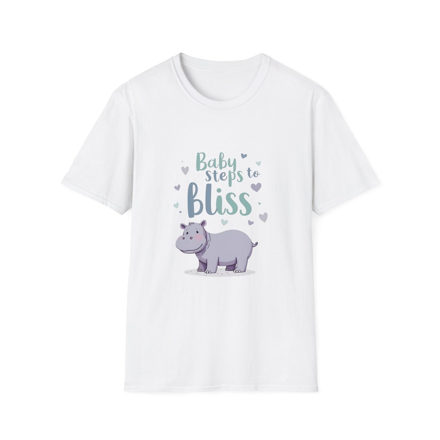 Baby Steps to Bliss Hippo T-Shirt, Cute Animal Tee, Gift for Kids, Fun Family Outing Shirt, Casual Everyday Wear