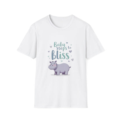 Baby Steps to Bliss Hippo T-Shirt, Cute Animal Tee, Gift for Kids, Fun Family Outing Shirt, Casual Everyday Wear