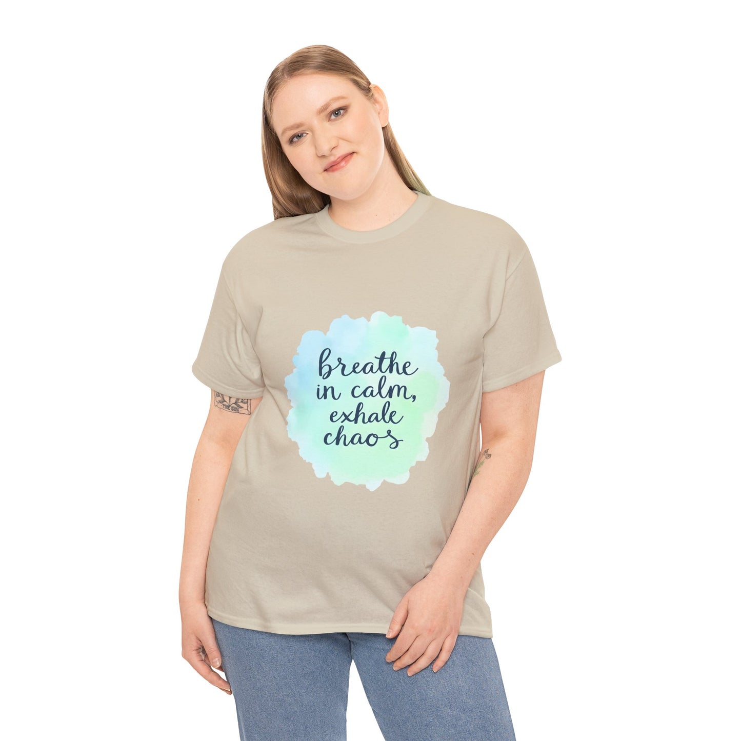 Breathe in Calm Unisex Heavy Cotton Tee, Relaxation Shirt, Stress Relief Wear, Mindfulness Gift, Everyday Comfort Tee