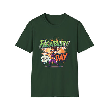 Flexibility Day Unisex T-Shirt, Fun Cartoon Tee, Gift for Fitness Enthusiasts, Motivational Wear, Casual Everyday Apparel