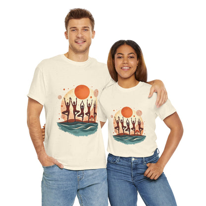 Sunset Dancers Unisex Heavy Cotton Tee | Bohemian Style Shirt for Music Festivals, Summer Parties, Gifts, Casual Wear