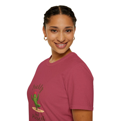 Prickly but Present Cactus T-Shirt | Fun Graphic Tee for Nature Lovers | Perfect Gift for Occasions & Everyday Wear