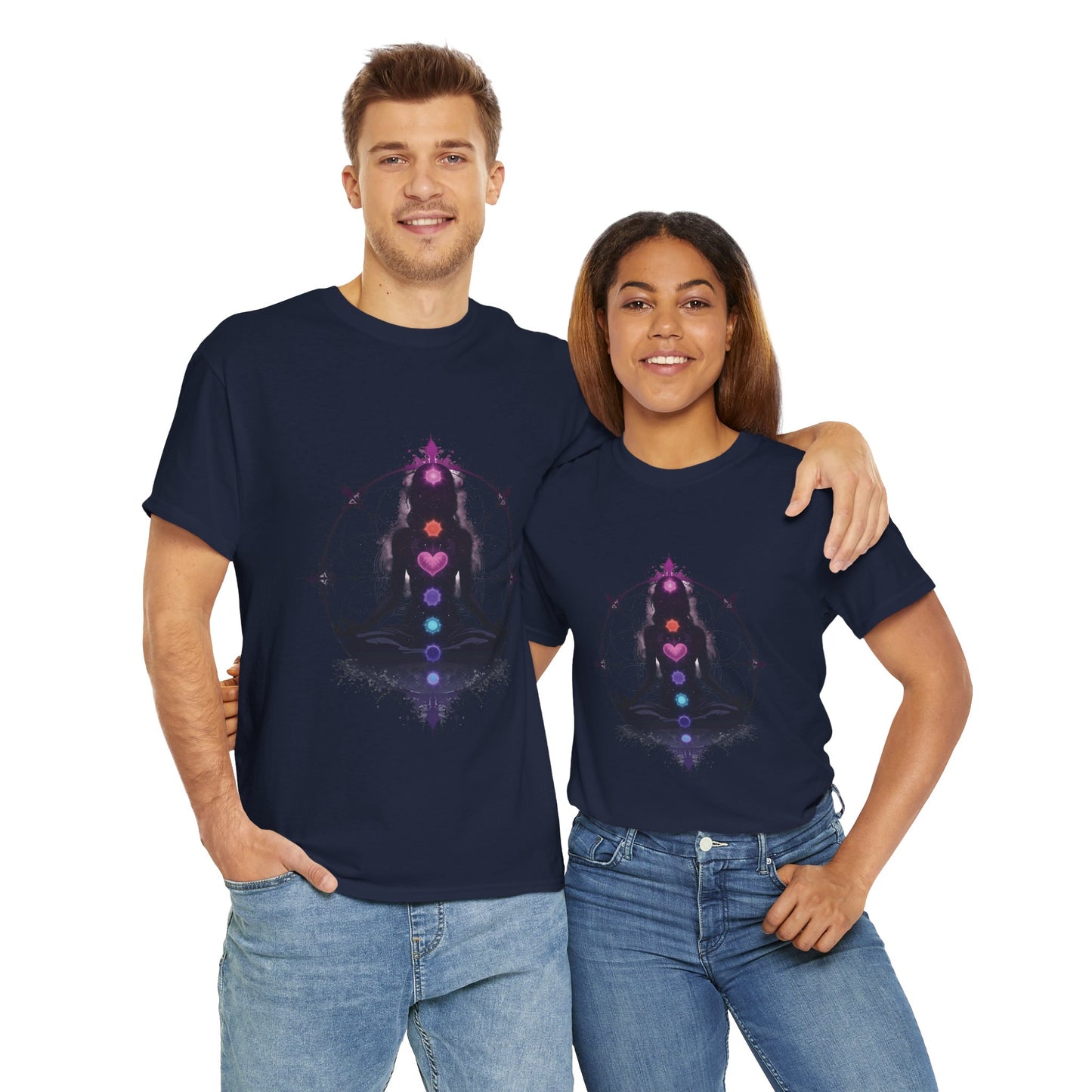Chakra Meditation Unisex Heavy Cotton Tee - Spiritual Yoga Shirt