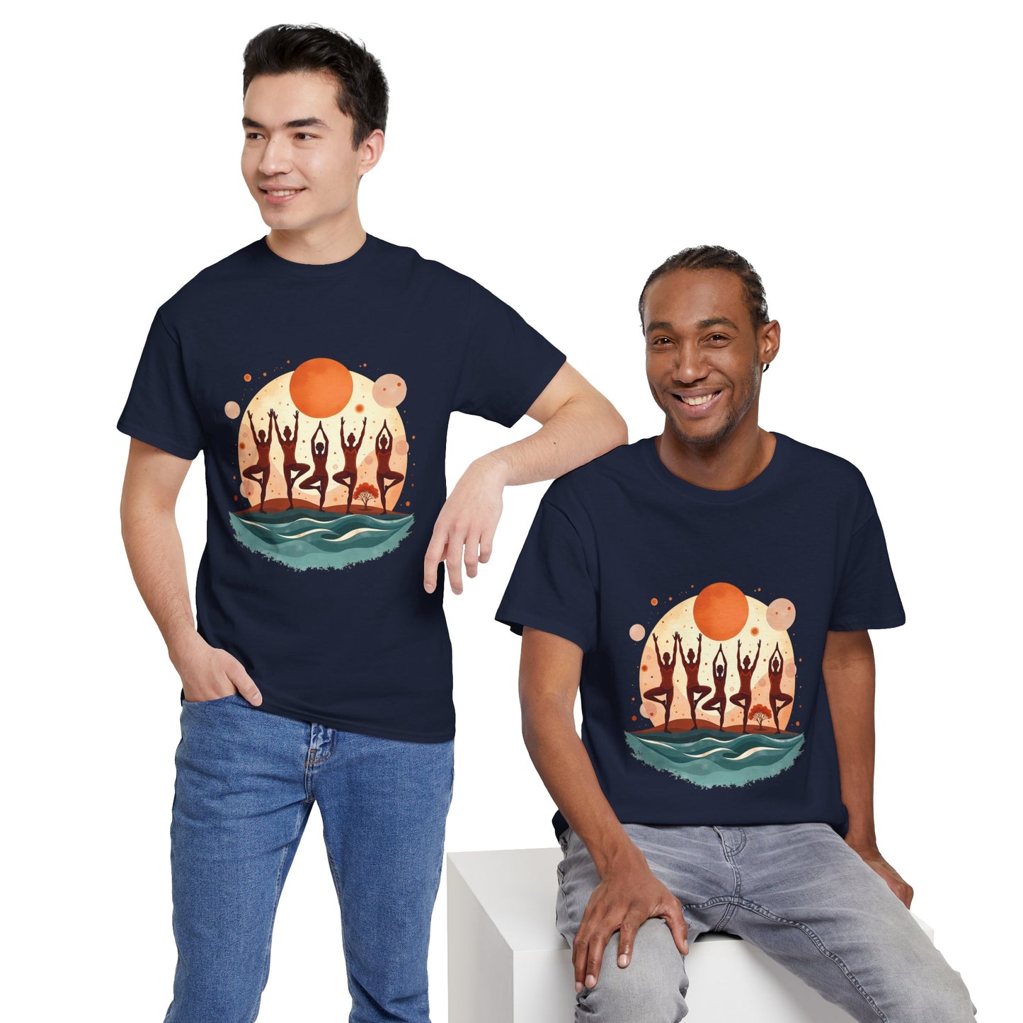 Sunset Dancers Unisex Heavy Cotton Tee | Bohemian Style Shirt for Music Festivals, Summer Parties, Gifts, Casual Wear