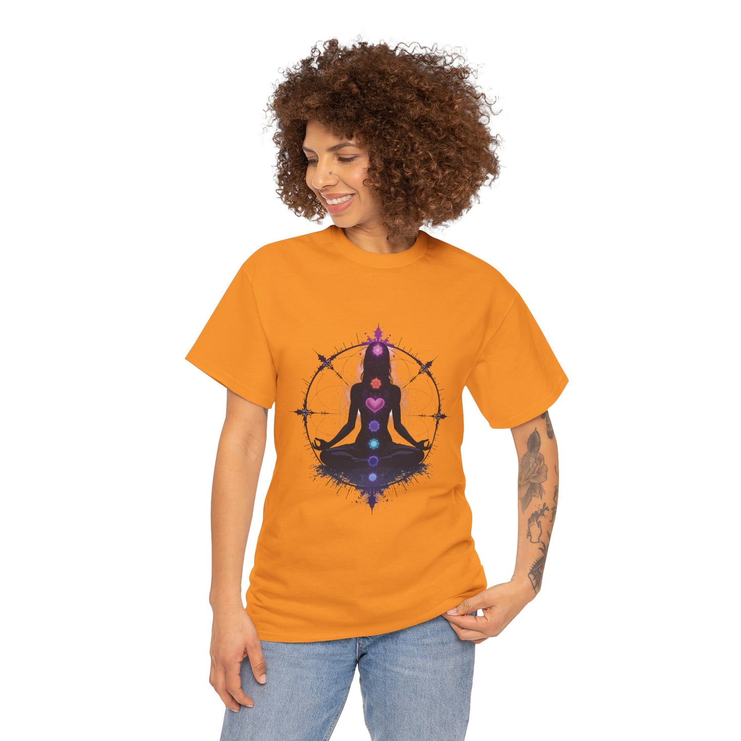 Chakra Meditation Unisex Heavy Cotton Tee - Spiritual Yoga Shirt