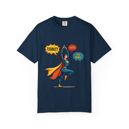 Flexibility Superhero T-Shirt | Unisex Garment-Dyed Tee for Fitness Lovers, Motivational Apparel, Gift for Athletes, Casual Wear, Gym Shirt