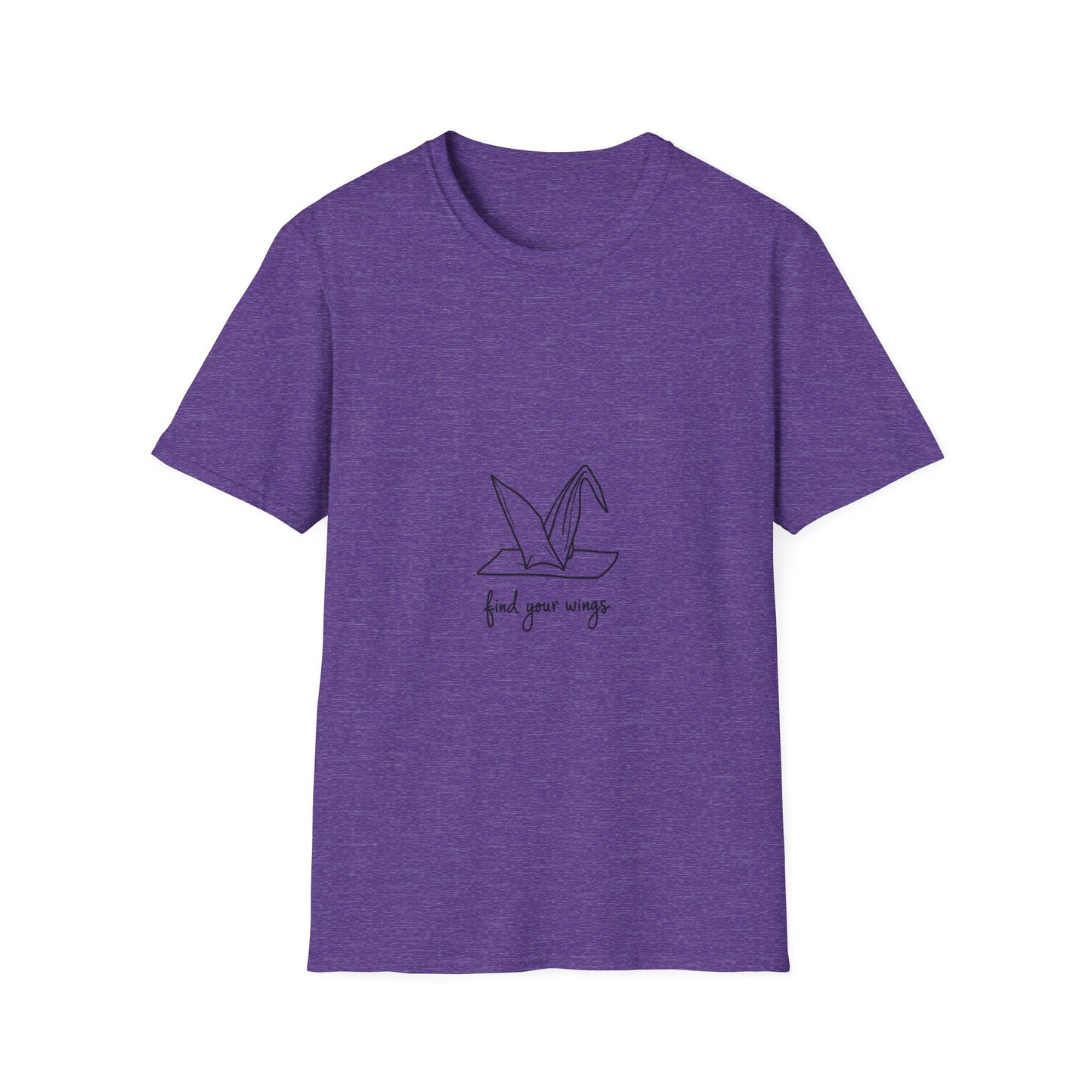 Inspirational Origami Crane T-Shirt, Find Your Wings Quote Tee, Unisex Softstyle Shirt, Gift for Her, Motivation Apparel, Casual Wear