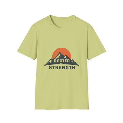 Mountain-Themed Unisex T-Shirt - Rooted in Strength, Inspirational Tee, Outdoor Adventure Shirt, Gift for Nature Lovers, Casual Wear
