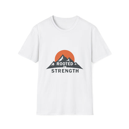 Mountain-Themed Unisex T-Shirt - Rooted in Strength, Inspirational Tee, Outdoor Adventure Shirt, Gift for Nature Lovers, Casual Wear