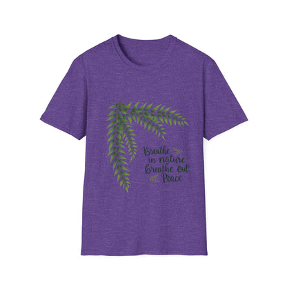Breathe in Nature Unisex Softstyle T-Shirt - Peaceful Green Leaf Design