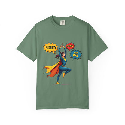 Flexibility Superhero T-Shirt | Unisex Garment-Dyed Tee for Fitness Lovers, Motivational Apparel, Gift for Athletes, Casual Wear, Gym Shirt