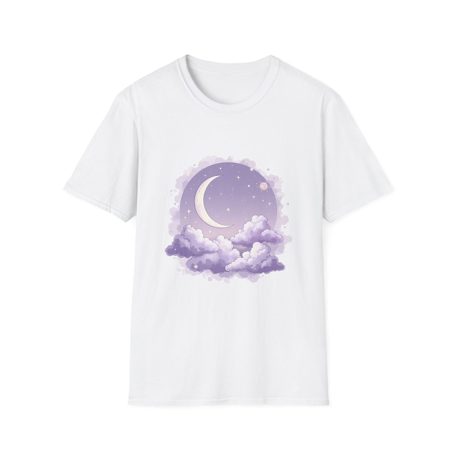 Dreamy Moon Clouds Unisex T-Shirt - Softstyle Graphic Tee for Dreamers