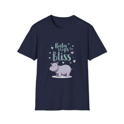 Baby Steps to Bliss Hippo T-Shirt, Cute Animal Tee, Gift for Kids, Fun Family Outing Shirt, Casual Everyday Wear