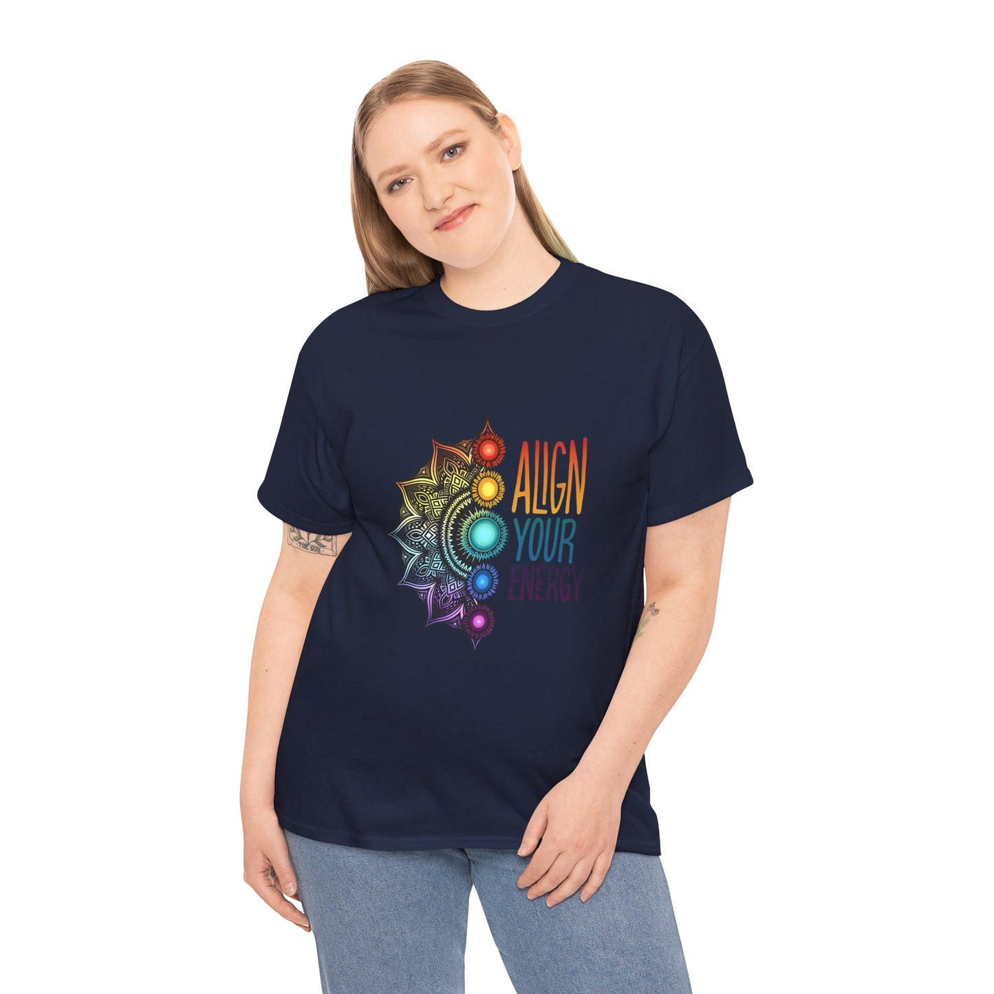 Align Your Energy Unisex Heavy Cotton Tee - Vibrant Spiritual Chakra Design