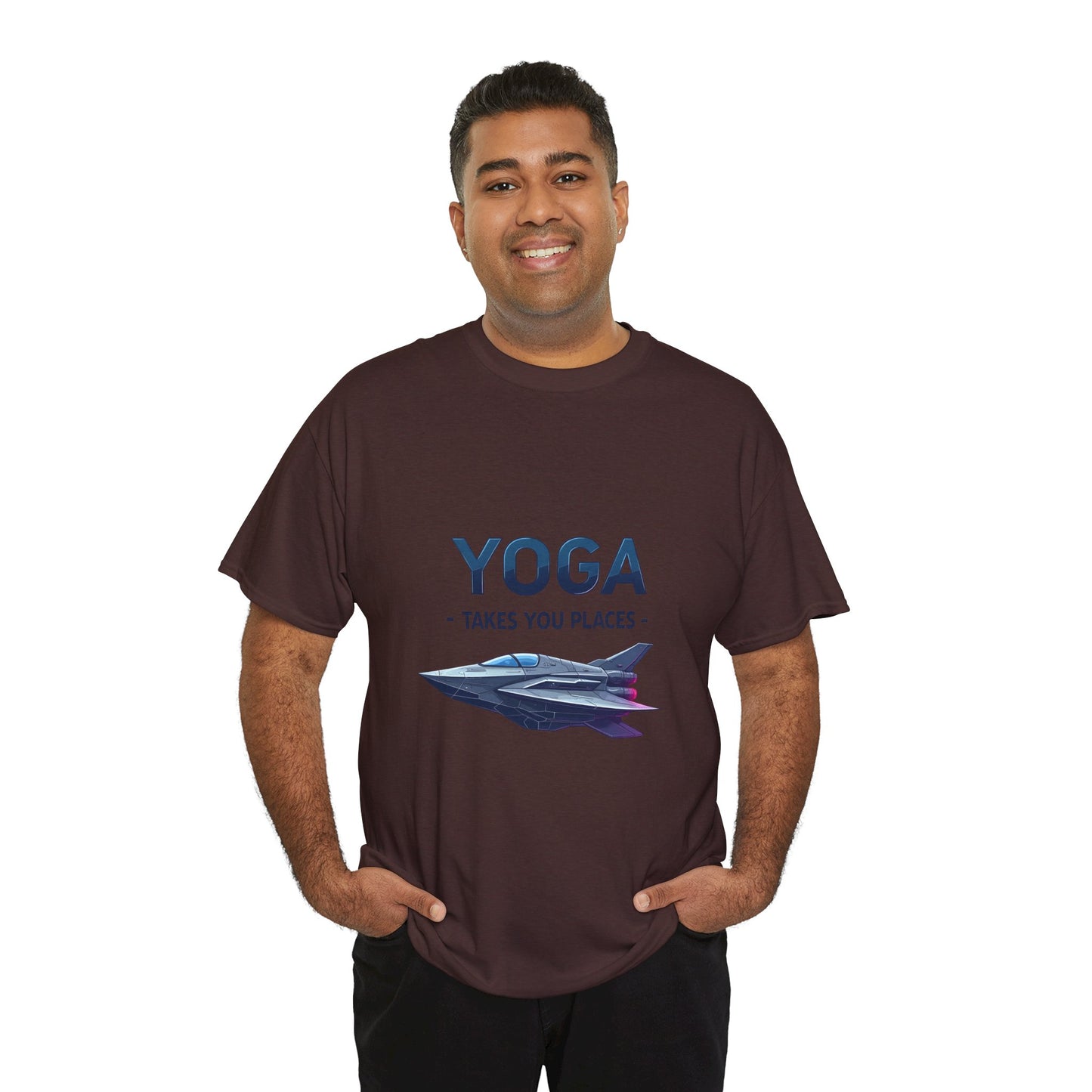 Yoga Takes You Places Unisex Heavy Cotton Tee, Comfortable Graphic T-Shirt, Yoga Lover Gift, Casual Wear, Birthday Present, Fitness Apparel