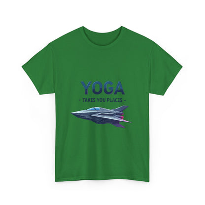 Yoga Takes You Places Unisex Heavy Cotton Tee, Comfortable Graphic T-Shirt, Yoga Lover Gift, Casual Wear, Birthday Present, Fitness Apparel