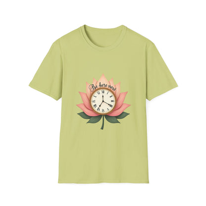 Lotus Flower Inspirational T-Shirt | Mindfulness Tee, Gift for Yoga Lovers, Zen Decor, Self-Care Shirt, Be Here Now Quote