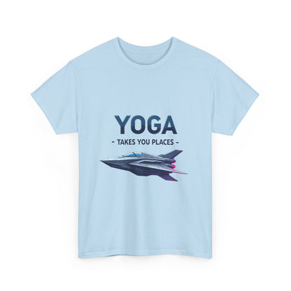 Yoga Takes You Places Unisex Heavy Cotton Tee, Comfortable Graphic T-Shirt, Yoga Lover Gift, Casual Wear, Birthday Present, Fitness Apparel