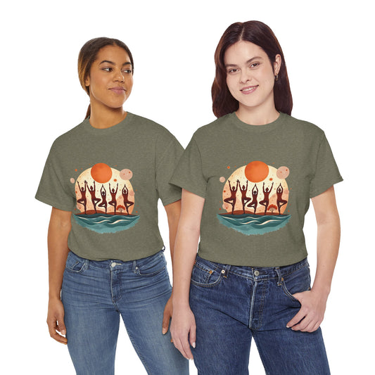 Sunset Dancers Unisex Heavy Cotton Tee | Bohemian Style Shirt for Music Festivals, Summer Parties, Gifts, Casual Wear