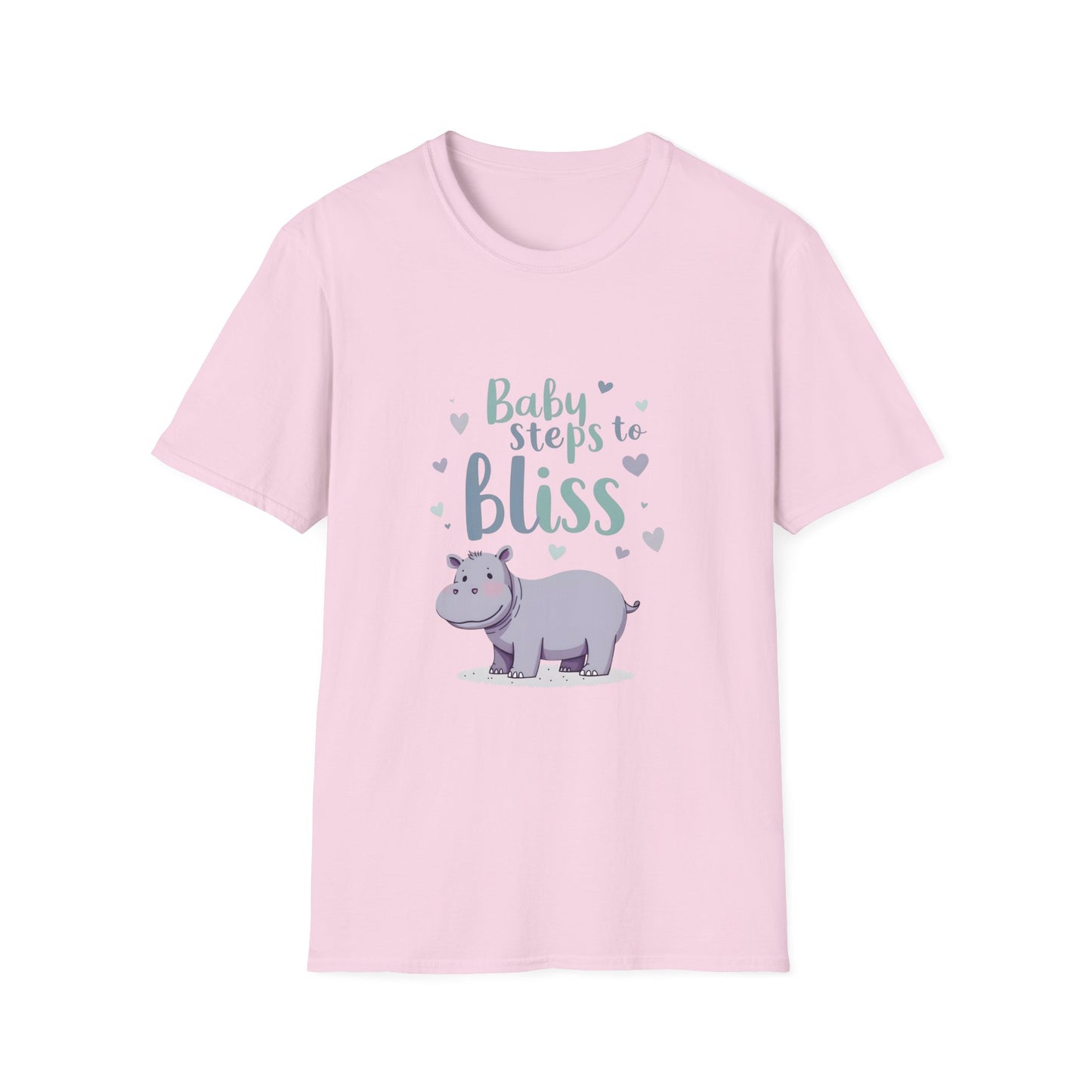 Baby Steps to Bliss Hippo T-Shirt, Cute Animal Tee, Gift for Kids, Fun Family Outing Shirt, Casual Everyday Wear